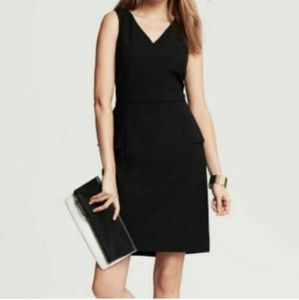 Banana Republic black peplum v neck dress